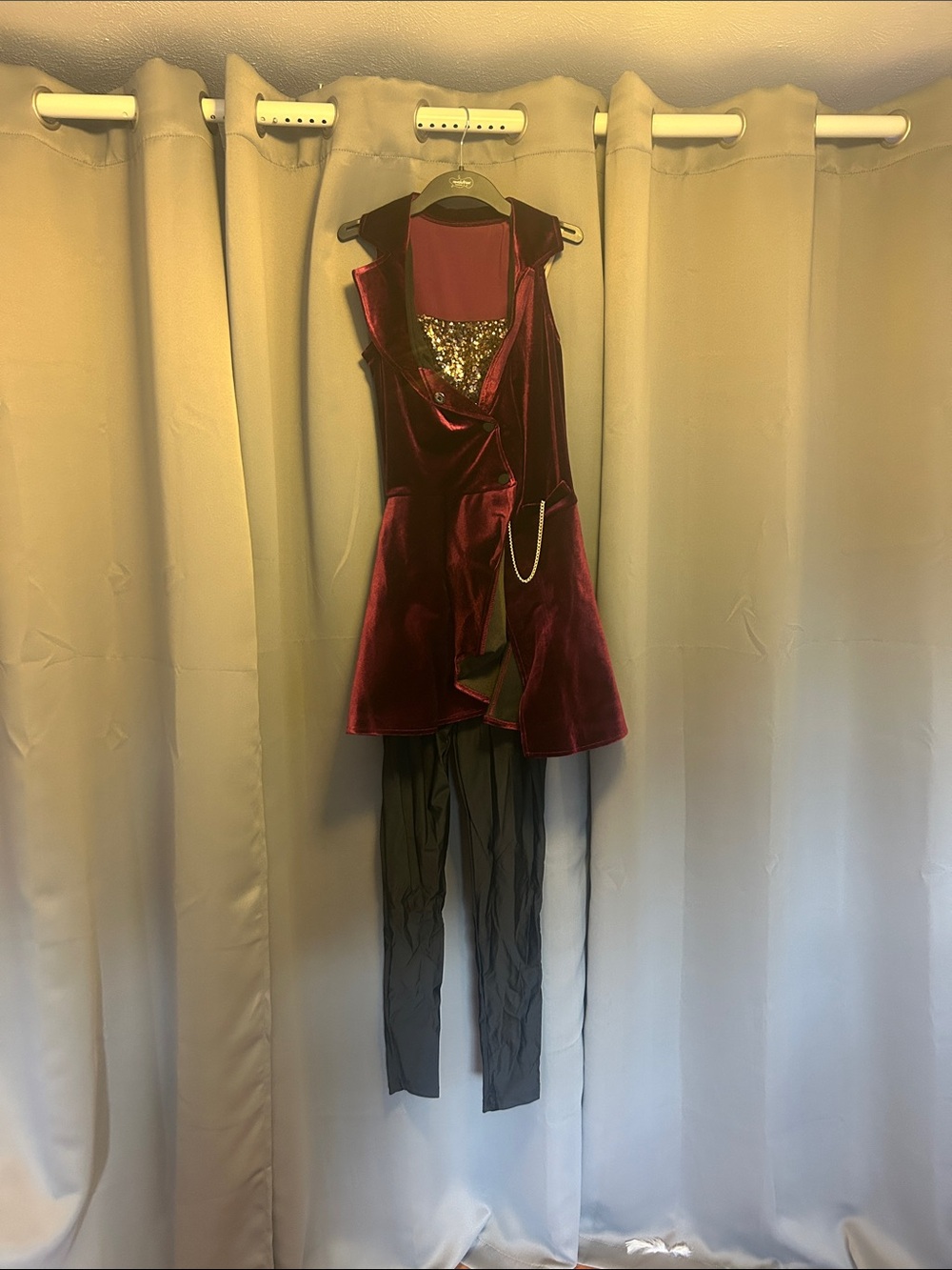 Revolution Velvet Sequin Tunic Jumpsuit - Burgundy & Black